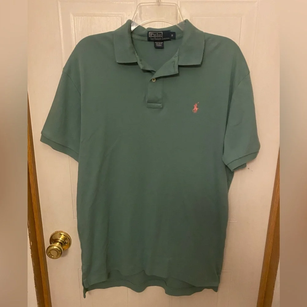 Polo Ralph Lauren Men's Green Polo with Pink Pony Embroidery